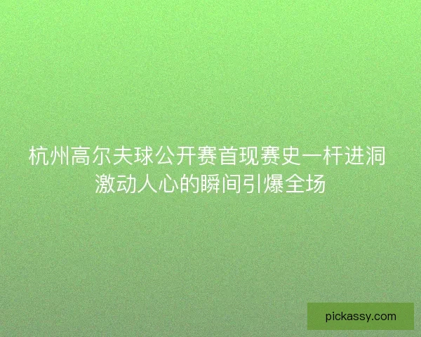 杭州高尔夫球公开赛首现赛史一杆进洞 激动人心的瞬间引爆全场