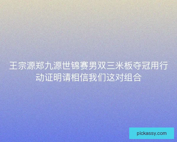 王宗源郑九源世锦赛男双三米板夺冠用行动证明请相信我们这对组合