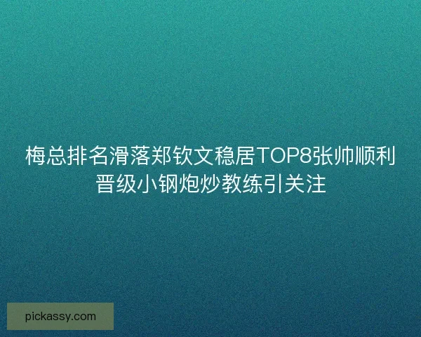 梅总排名滑落郑钦文稳居TOP8张帅顺利晋级小钢炮炒教练引关注