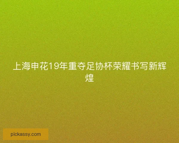 上海申花19年重夺足协杯荣耀书写新辉煌